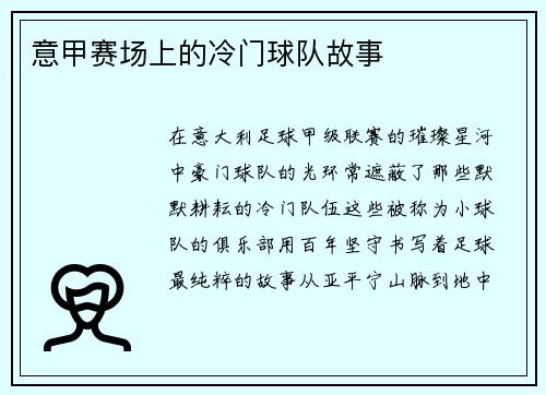 意甲赛场上的冷门球队故事